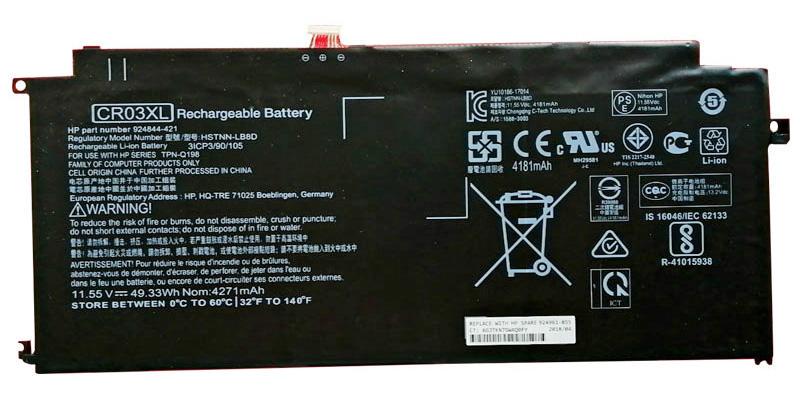 Аккумулятор для ноутбука HP CR03XL 924844-421 11,55 V 4181 mAh (079089)