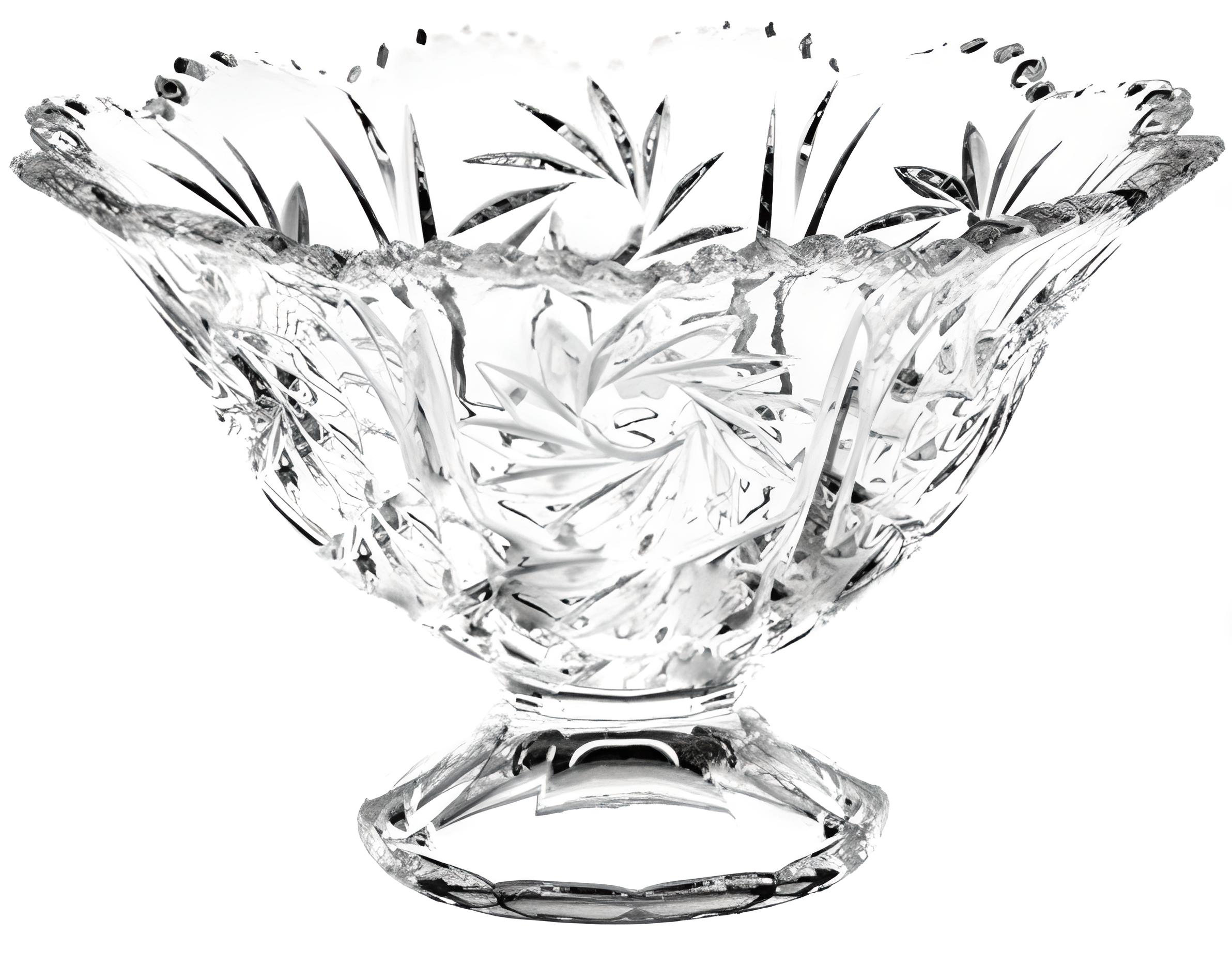 Фруктовница на ножке Bohemia Pinhweel богемское стекло прозрачная 135 мм