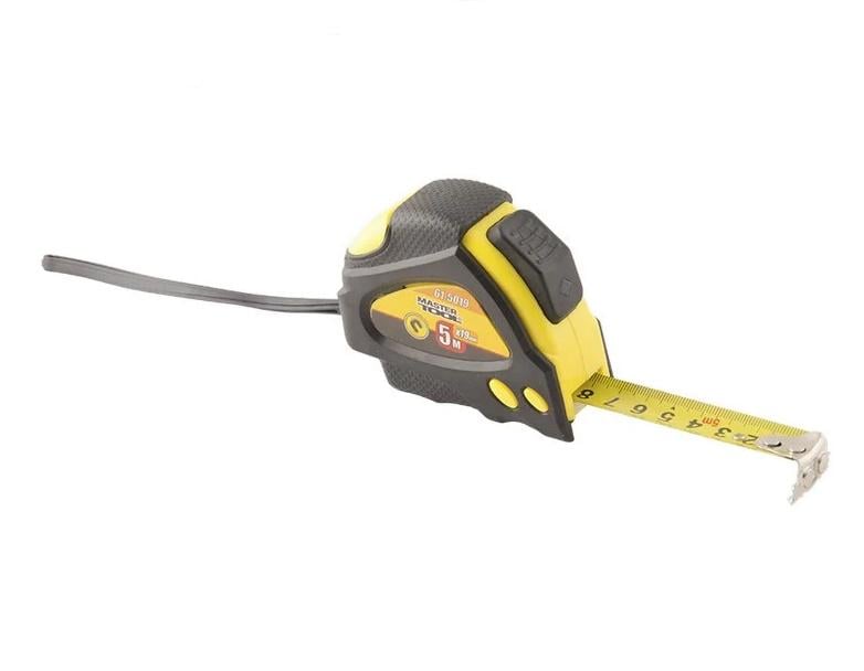 Рулетка з магнітами MasterTool 2 фіксатора 5 м 19 мм (61-5019)