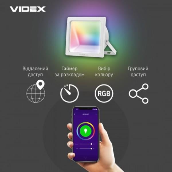 Світлодіодний Smart прожектор VIDEX з Wi-Fi RGB (VL-F10RGB-W) - фото 6