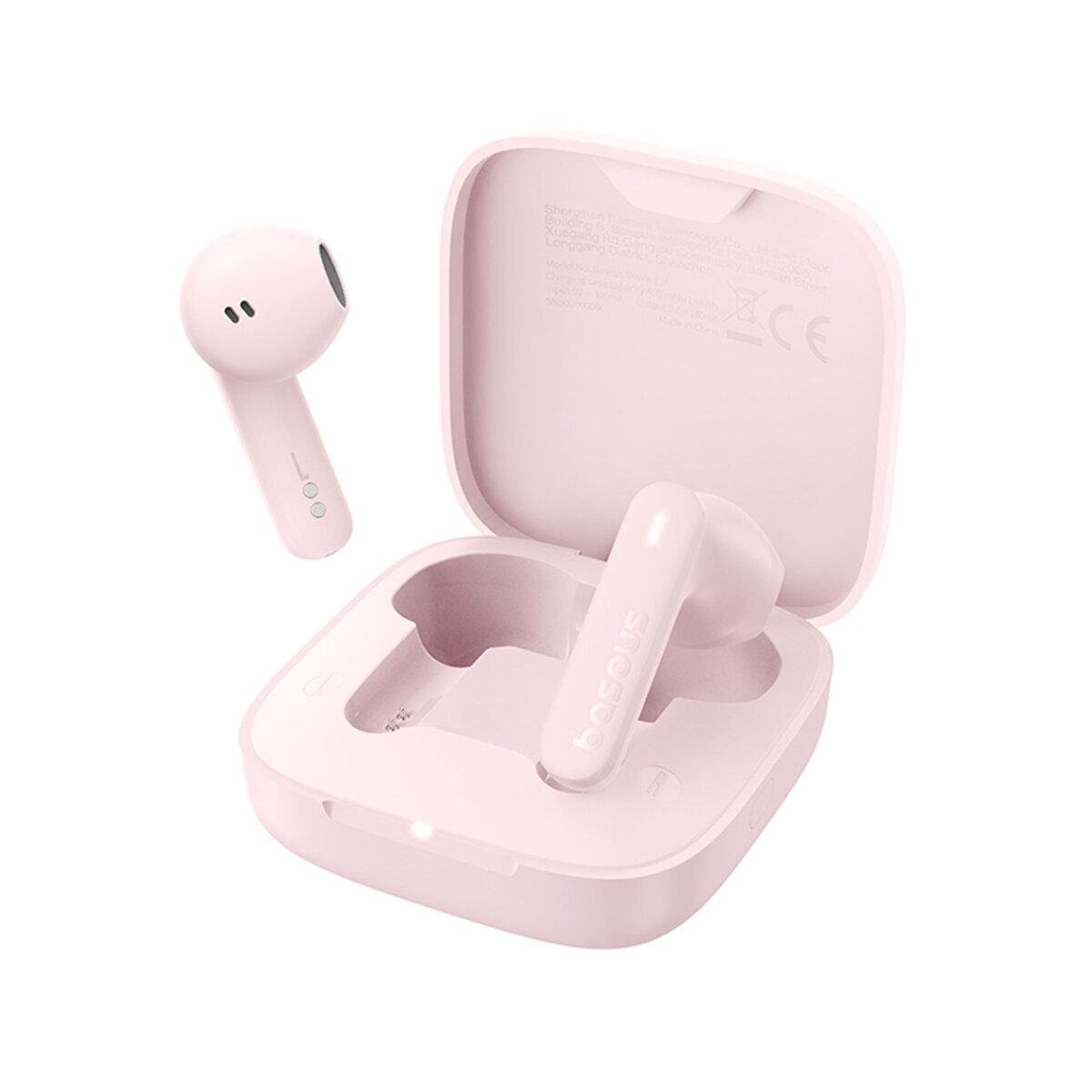 Навушники TWS BASEUS Bowie E16 рожеві з мікрофоном та зарядним футляром (621130)