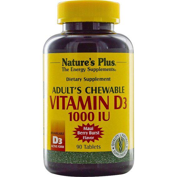 Вітамін D Nature's Plus Chewable Vitamin D3 1000UI 90 Tabs Maui Berry Burst Flavor (NTP1044)