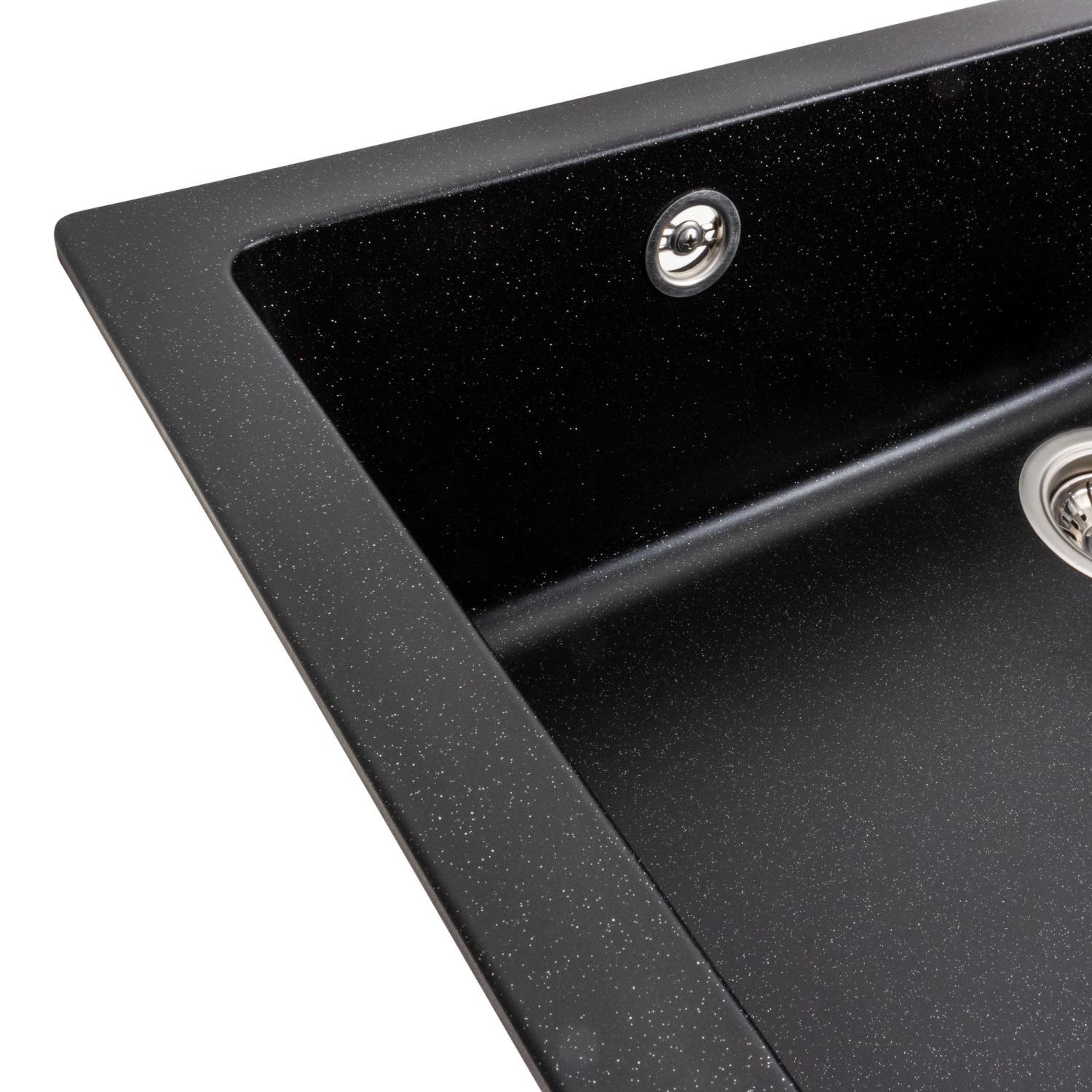 Мийка кухонна Platinum PLS-A39157 гранітна прямокутна 780x450 мм Чорний (25961049) - фото 5 Мийка кухонна Platinum PLS-A39157 гранітна прямокутна 780x450 мм Чорний (25961049) - фото 5