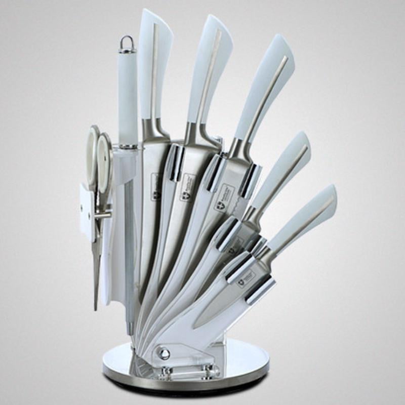 Набор ножей кухонных Royalty Line RL-KSS750 со стальным лезвием на подставке 8 пр. White - фото 4