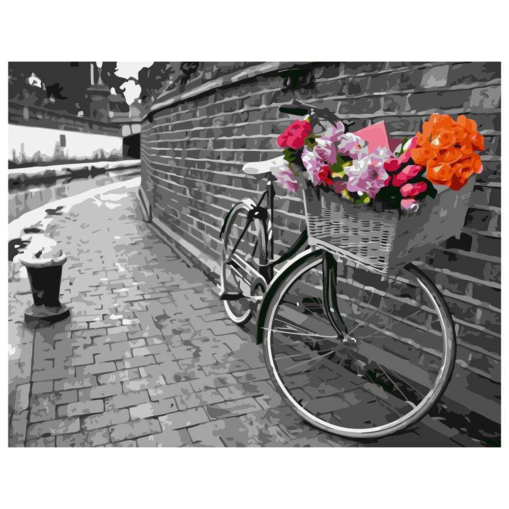 Картина по номерам Strateg Велосипед на брусчатке 40x50 см (VA-1817)