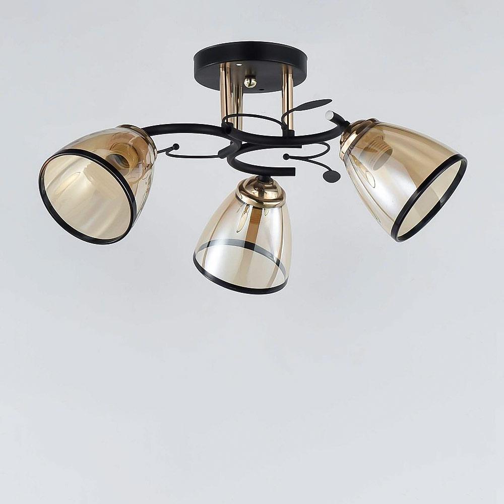 Люстра потолочная Light House SRS-19030/3 с каймой Черный с золотым/Медовый