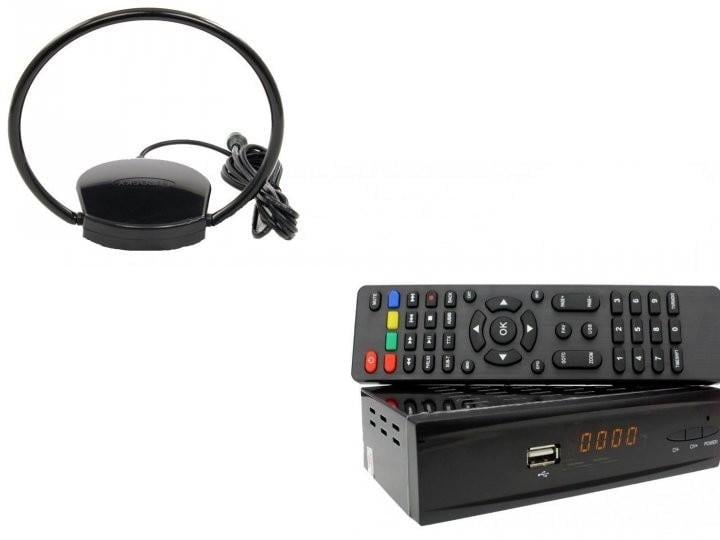 Тюнер комбинированный Combo DVB-S2/T2/антенна комнатная Eurosky ES 008 ОMEGA с усилителем 5В