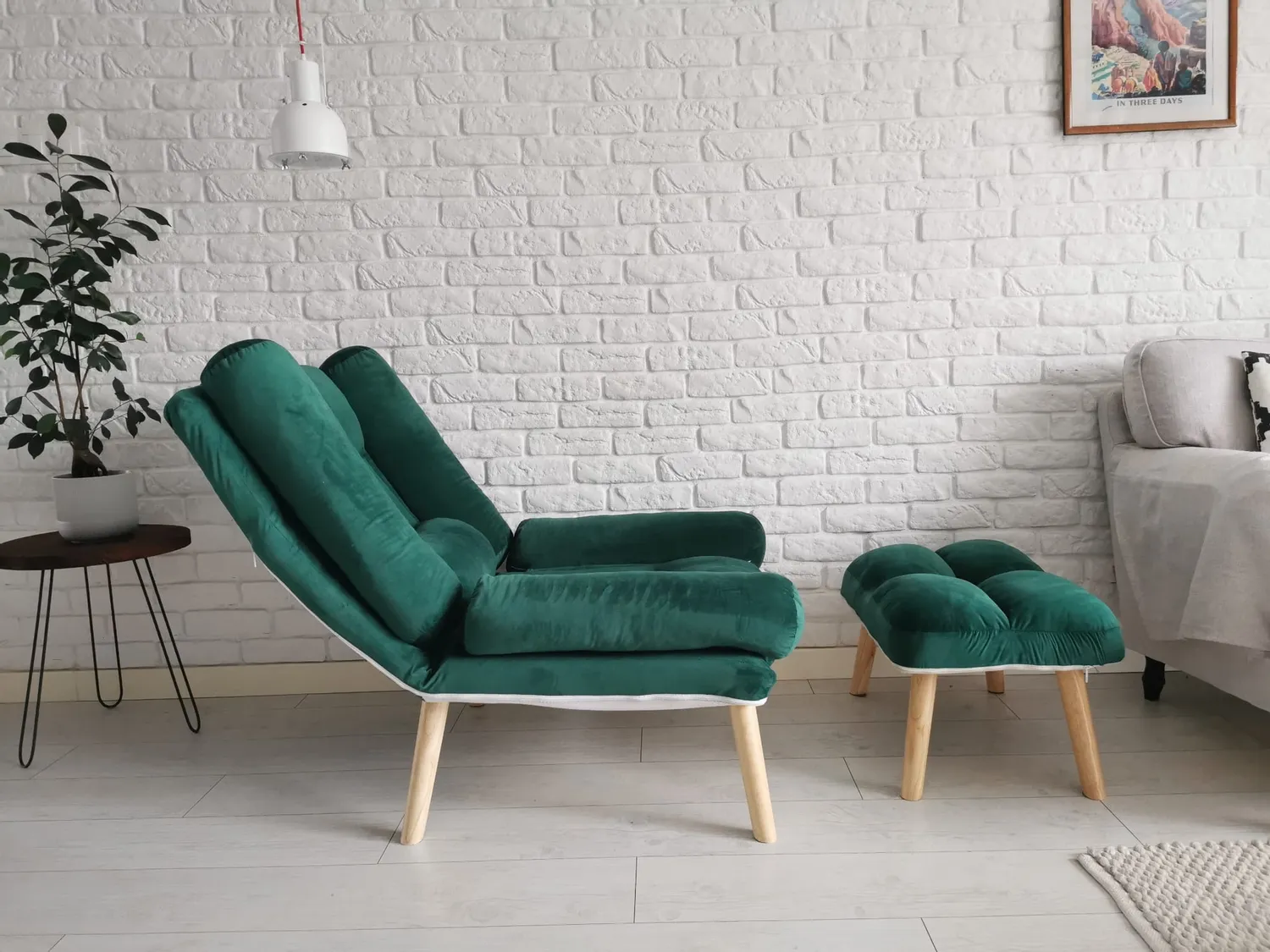 Розкладне крісло для відпочинку Uszak Dior з підставкою для ніг Зелений - фото 5