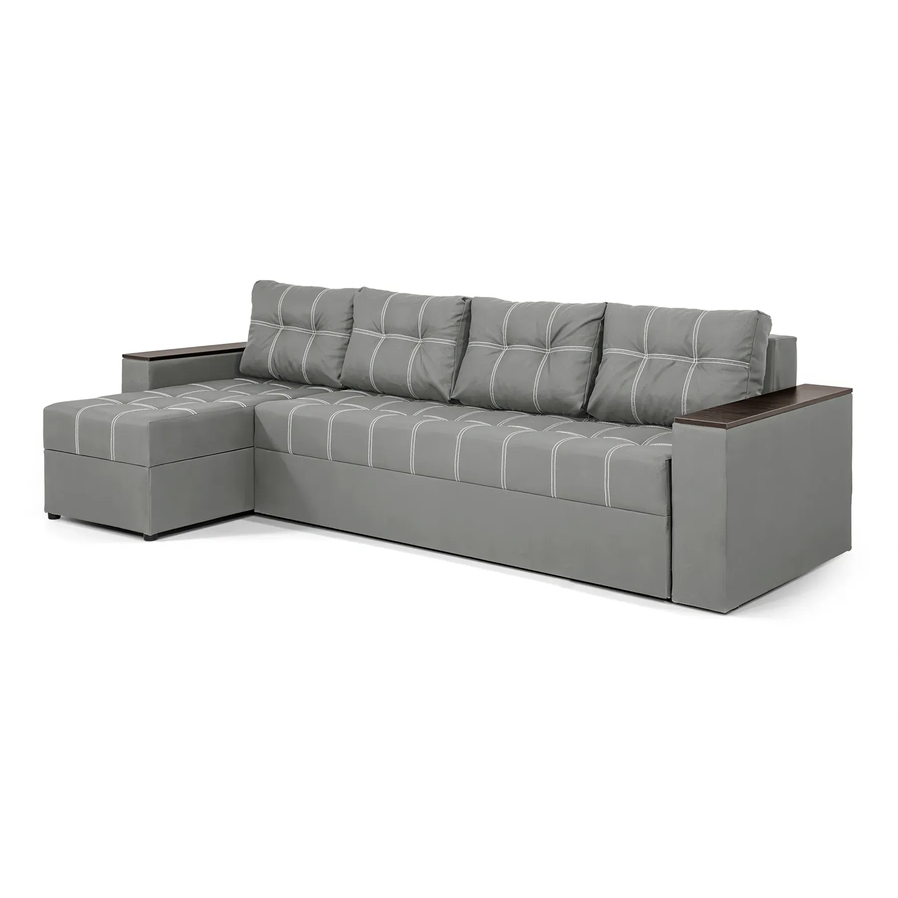 Диван угловой Комфорт Плюс велюр 300х150 см Светло-серый (28118784)