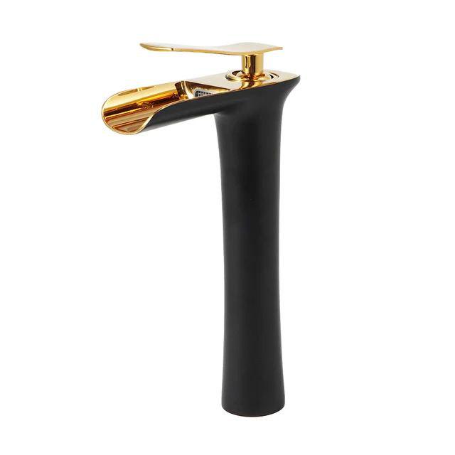 Змішувач для умивальника Art Design Pafos каскадний Чорний/Золотий (CH4108)