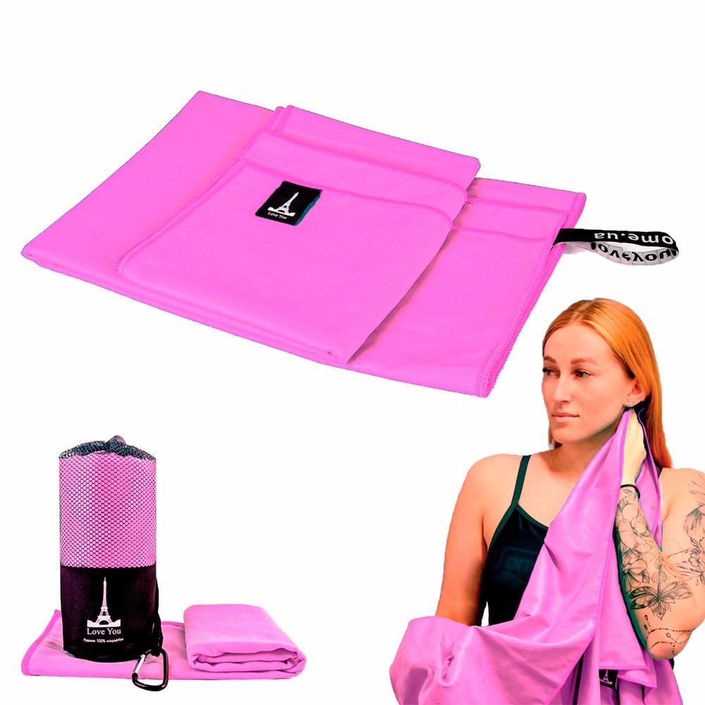 Рушник з мікрофібри спортивний з чохлом Love You 50х90 см Світло-бузковий (60160) - фото 8