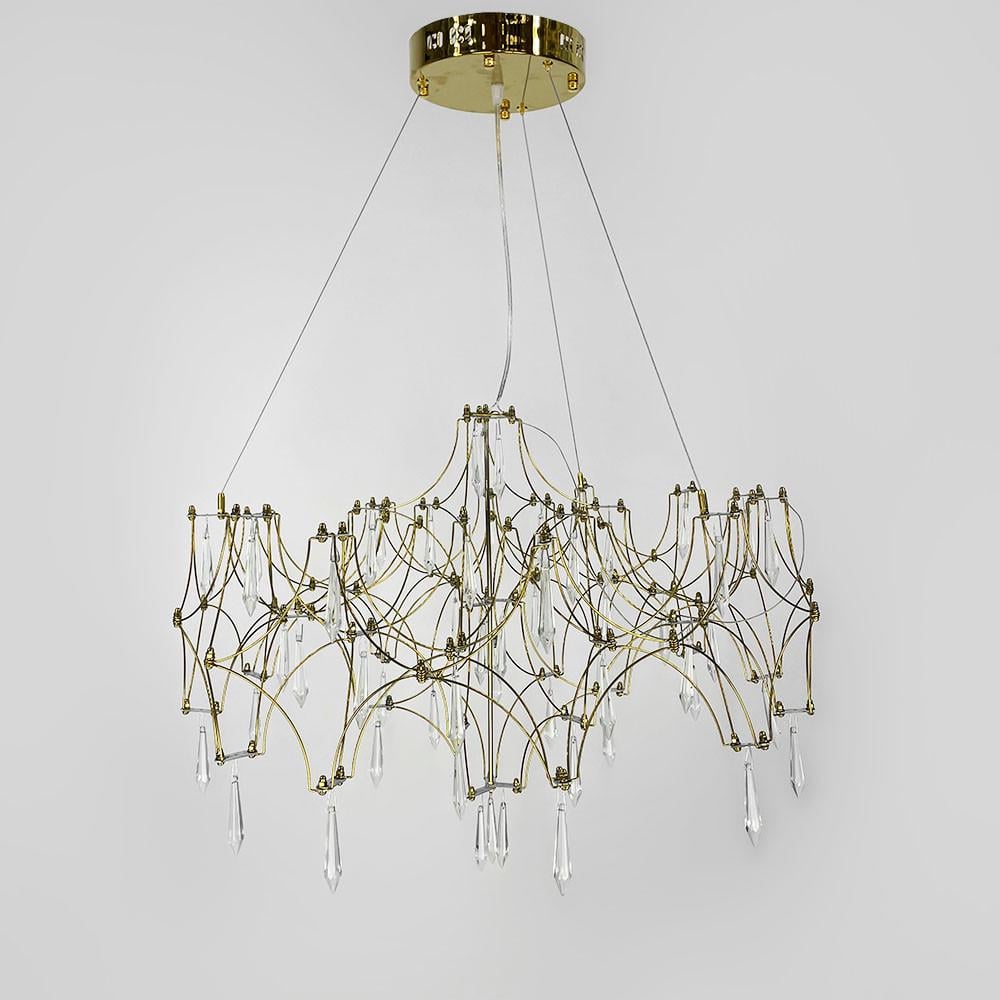 Люстра дизайнерська невагома Led з кришталем d 70 см Золотий (LF_MJ 203-730 Titanium)