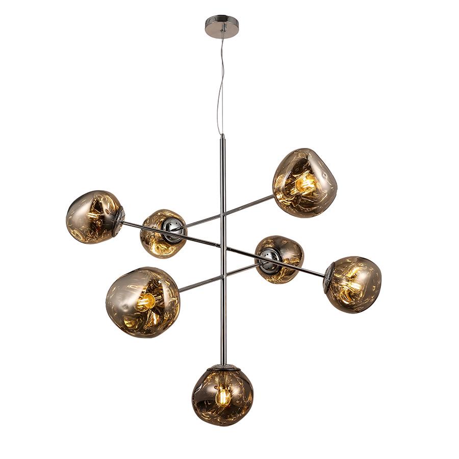 Люстра підвісна 793CH01-7 SMGY 180 E27 з 7 незвичайними плафонами Чорний/Хром - фото 4