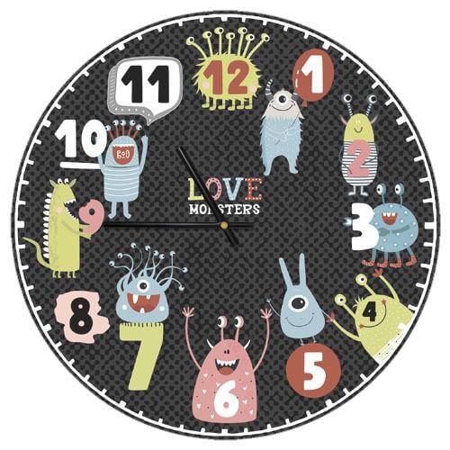 Часы настенные круглые Presentville Love monsters 36 см (CHR P 20A004)