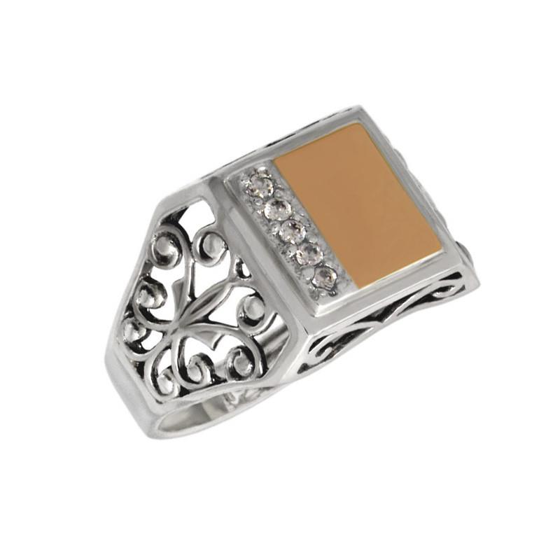 Мужской серебряный перстень с золотой пластиной Парис 19,5 (083п-8)