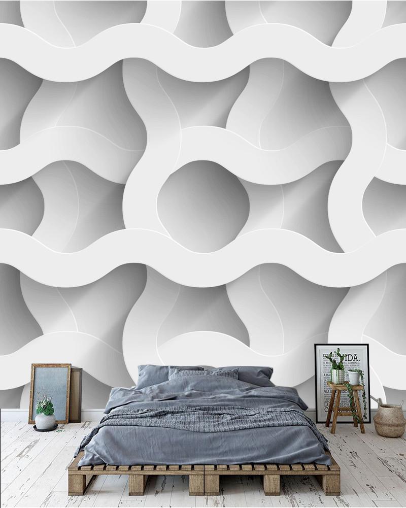 Фотошпалери флізелінові абстракція для спальні/зали/кухні Хвилясті лінії