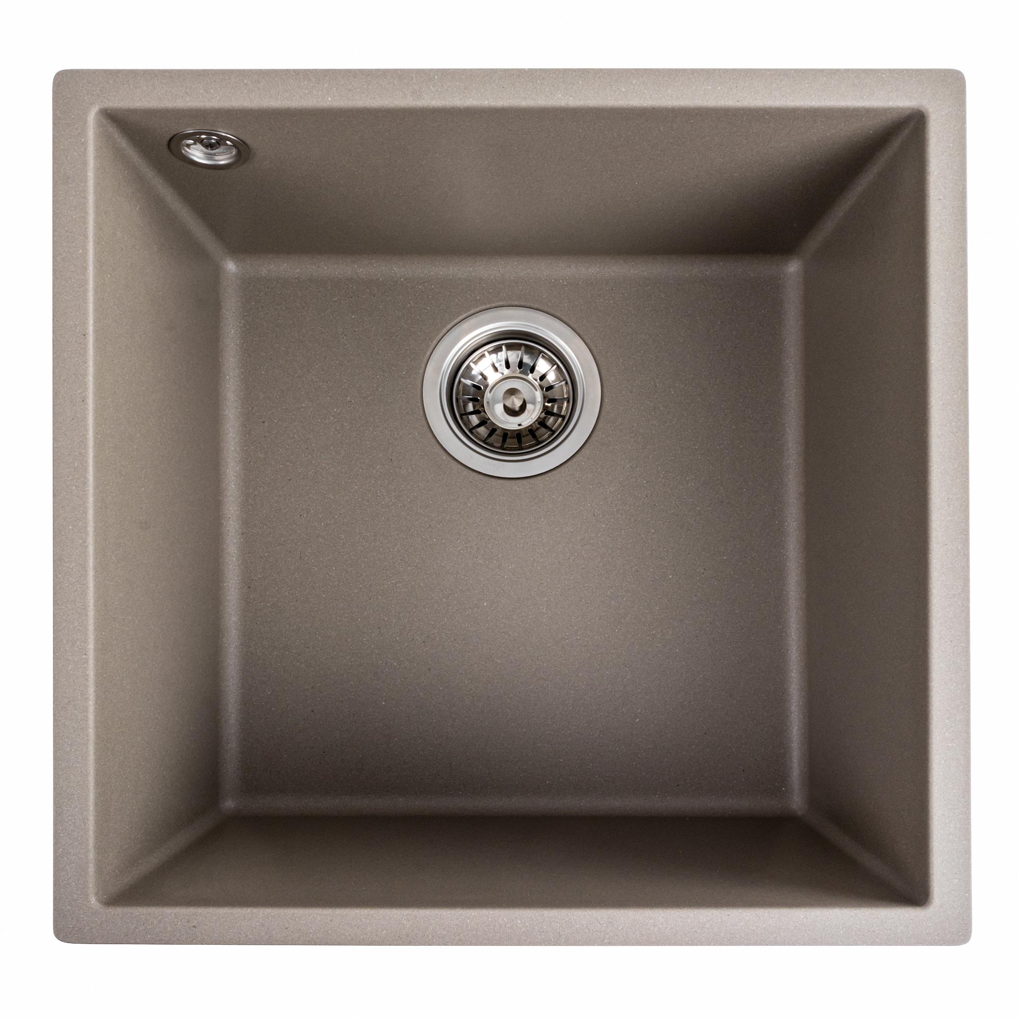 Мийка кухонна Platinum PLS-A40846 гранітна квадратна 440x440 мм Бежевий (25967918)