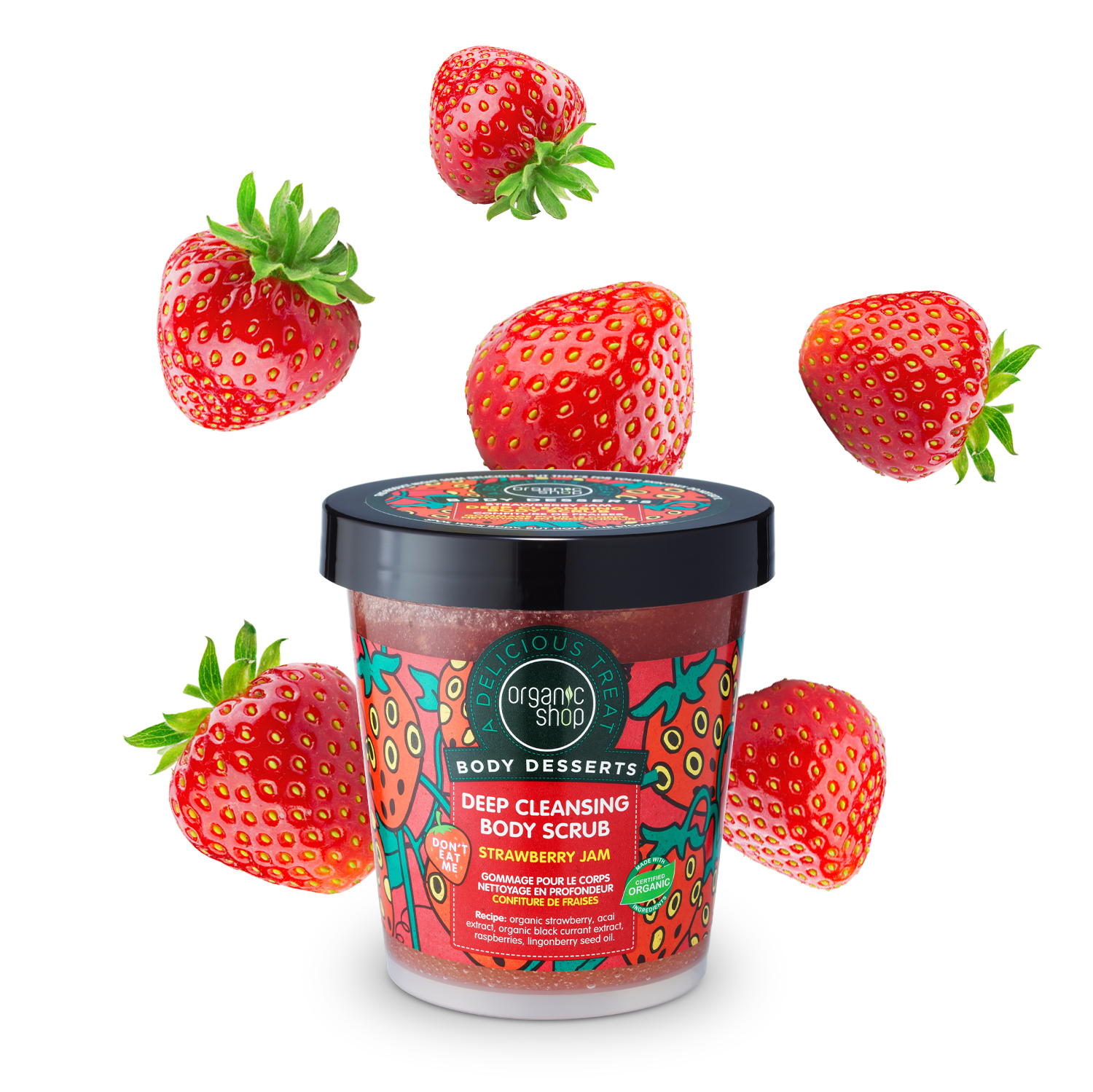 Скраб для тіла ORGANIC SHOP Body Desserts Strawberry Jam 450 мл