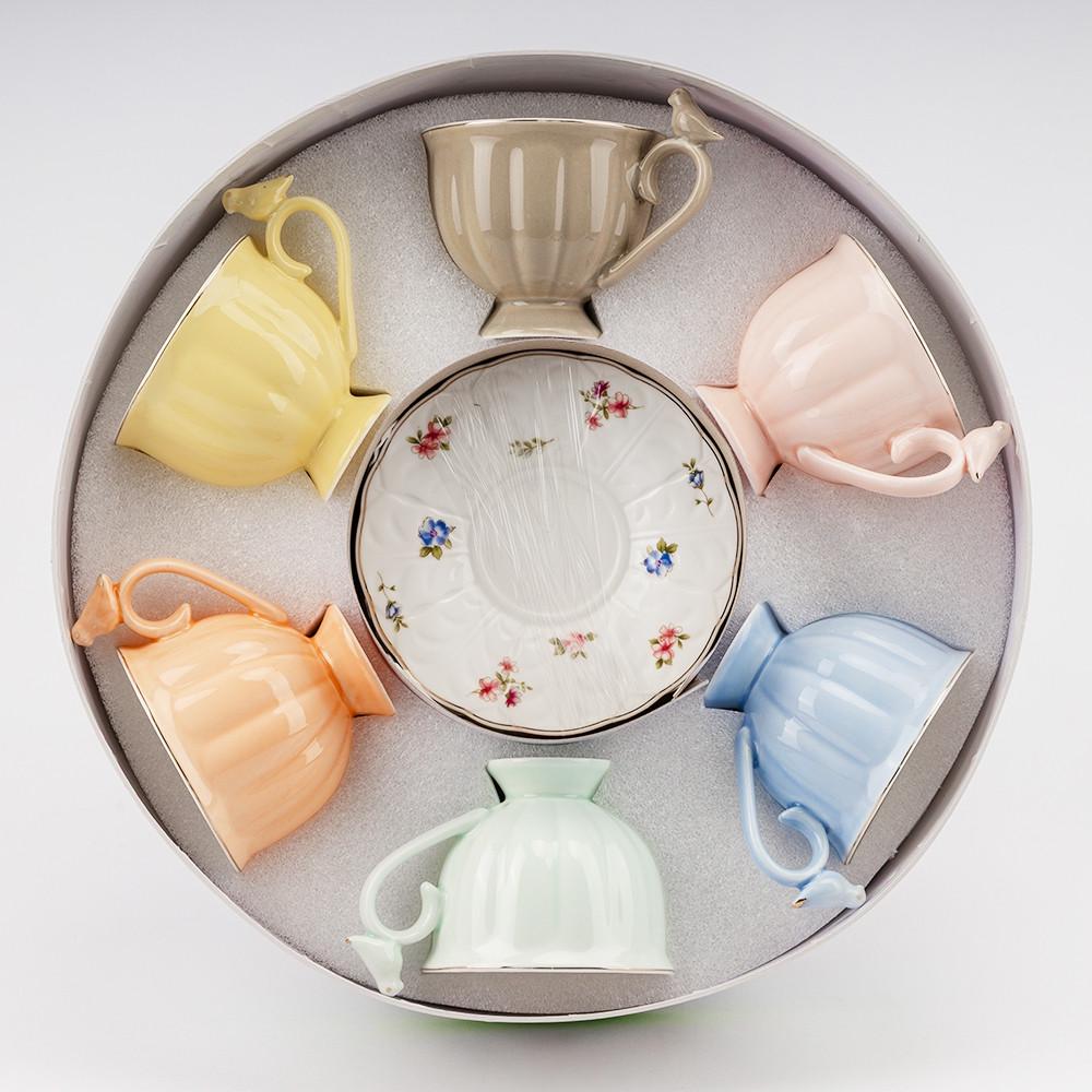 Сервіз для чаю та кави Солов'їний спів на 6 персон 260 мл Різнокольоровий