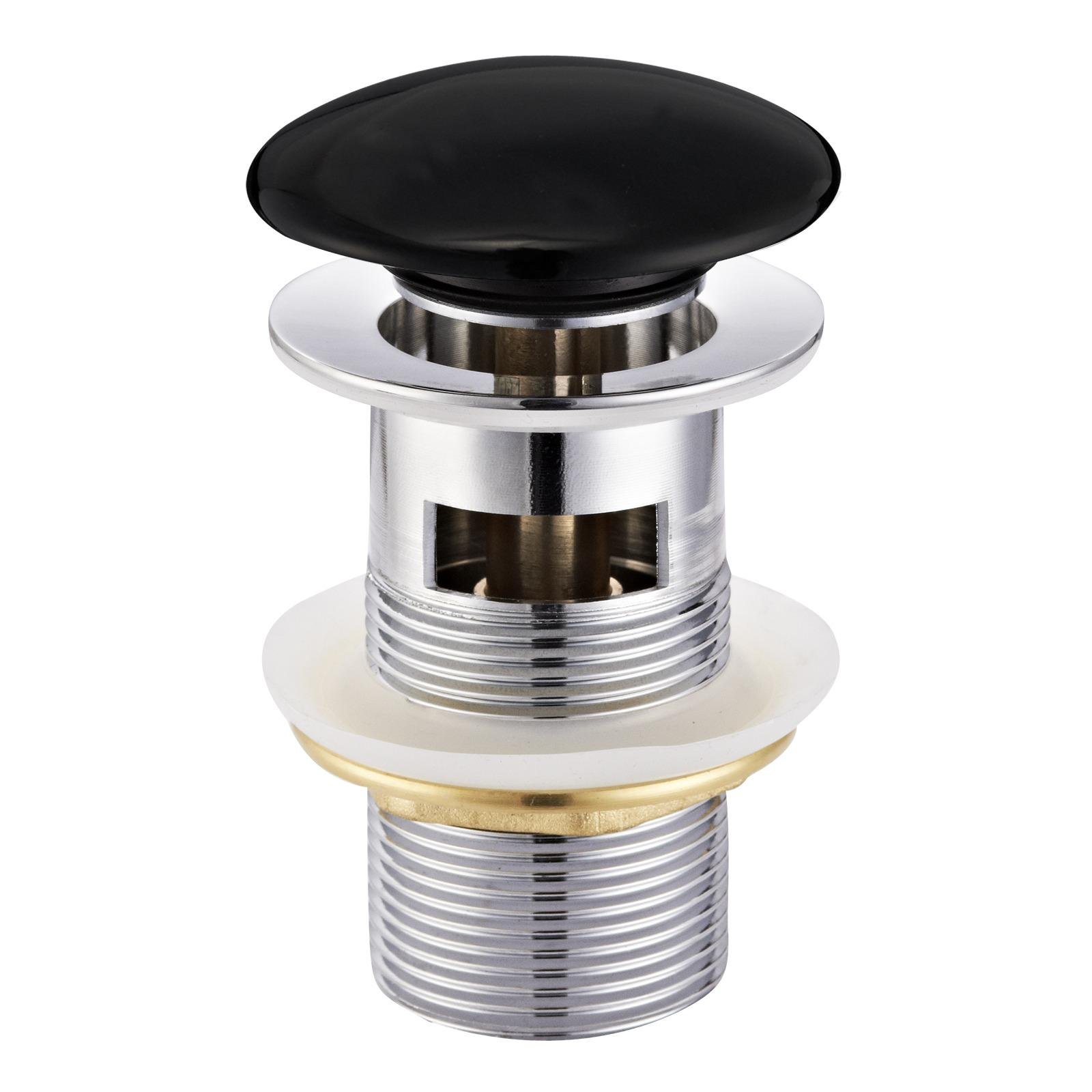 Донный клапан нажимной для раковины VOLLE 9000.104404 с переливом Черный (115606)