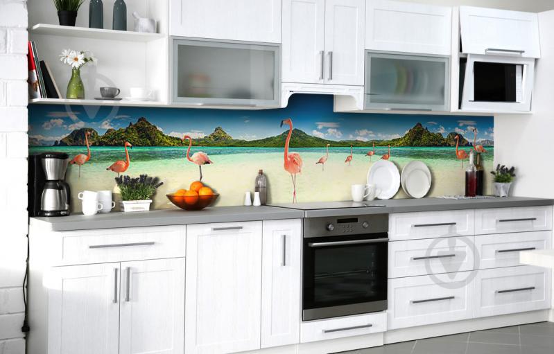Скинали на кухню Zatarga «Розовый фламинго» 600х2500 мм виниловая 3Д наклейка кухонный фартук самоклеящаяся Скинали на кухню Zatarga «Розовый фламинго» 600х2500 мм виниловая 3Д наклейка кухонный фартук самоклеящаяся