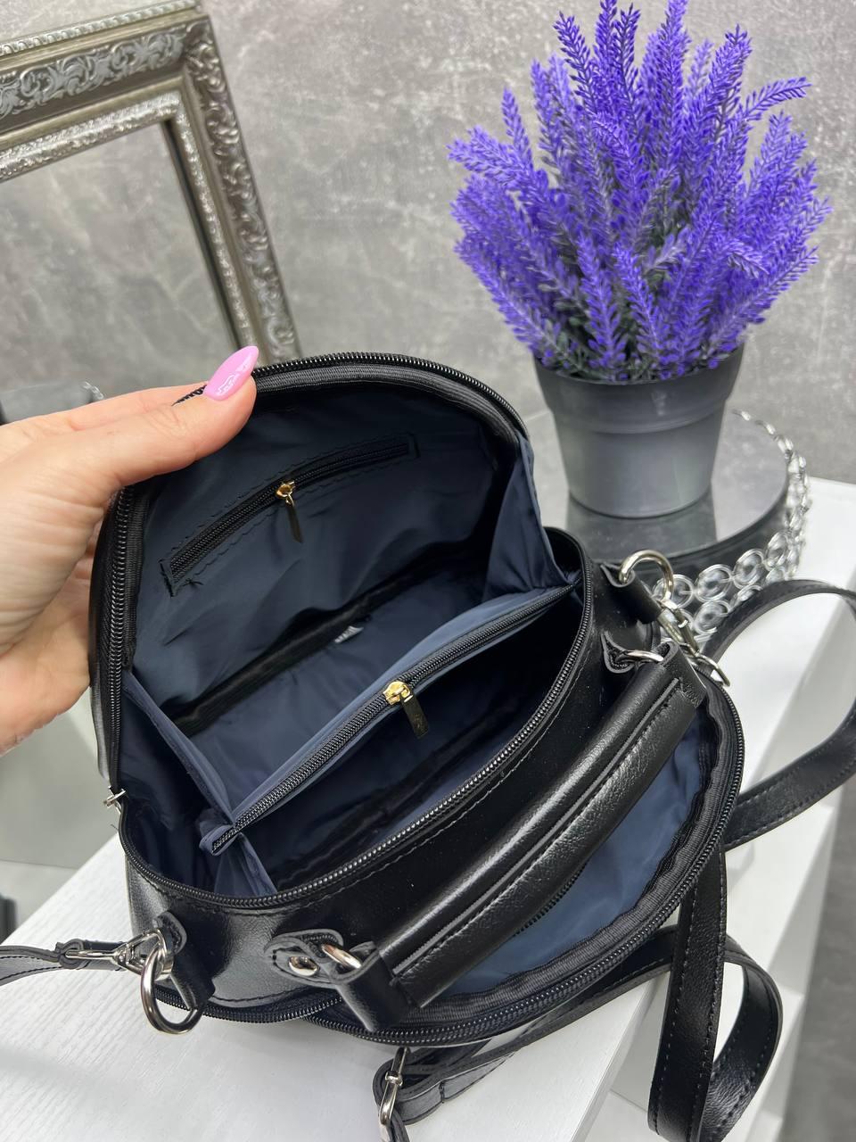 Сумка через плече жіноча сучасна міська екошкіра/натуральна замша 22х17х9 см Зелений - фото 6