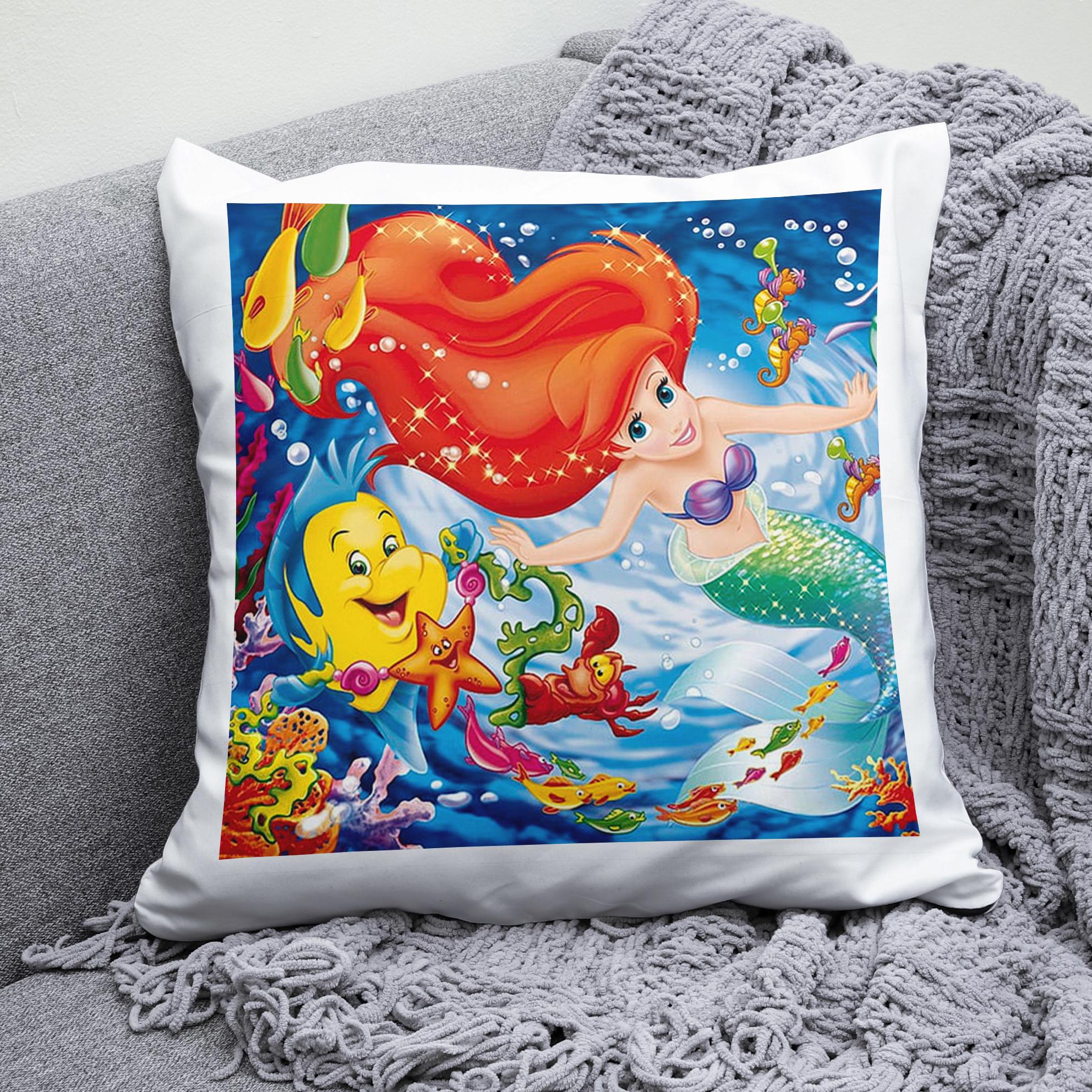 Плюшева подушка квадрат із принтом Русалочка Аріель Mermaid