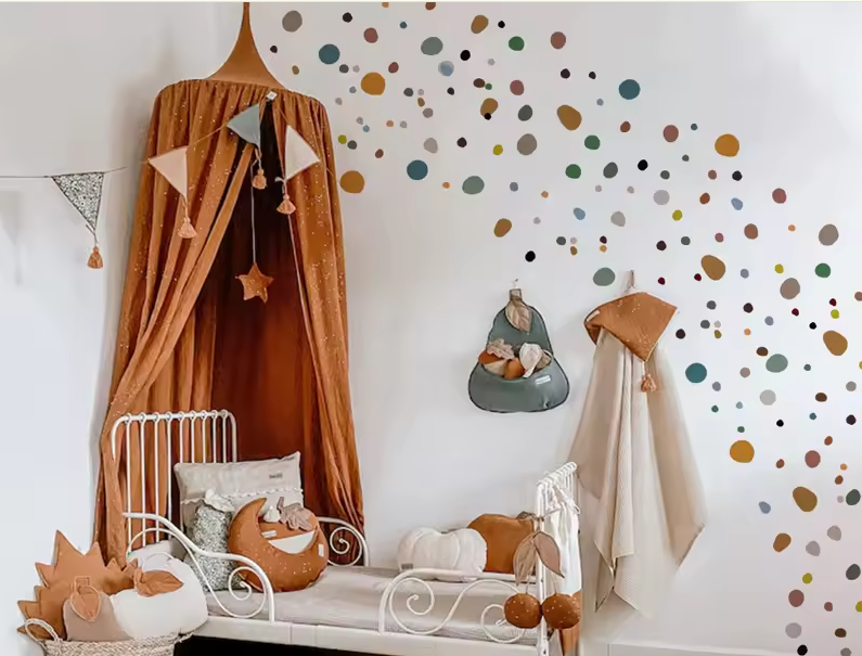 Набір вінілових наліпок Кольоровий горошок декоративний у дитячу кімнату для дівчаток і хлопчиків 25х35 см - фото 5