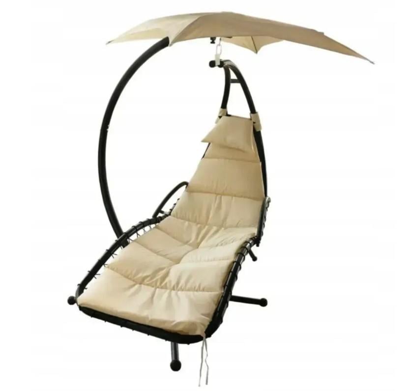 Шезлонг подвесной Garden Line с зонтиком Бежевый