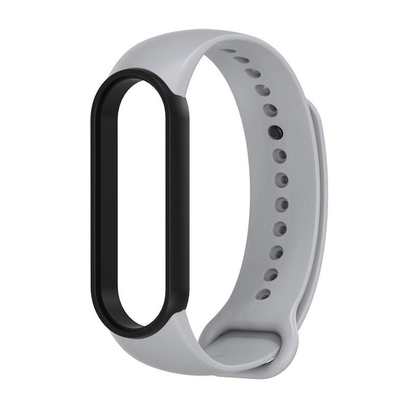 Ремінець для фітнес-браслетів Mijobs для Xiaomi Mi Band 5/6 силіконовий з рамкою Сірий/Чорний (1011P)