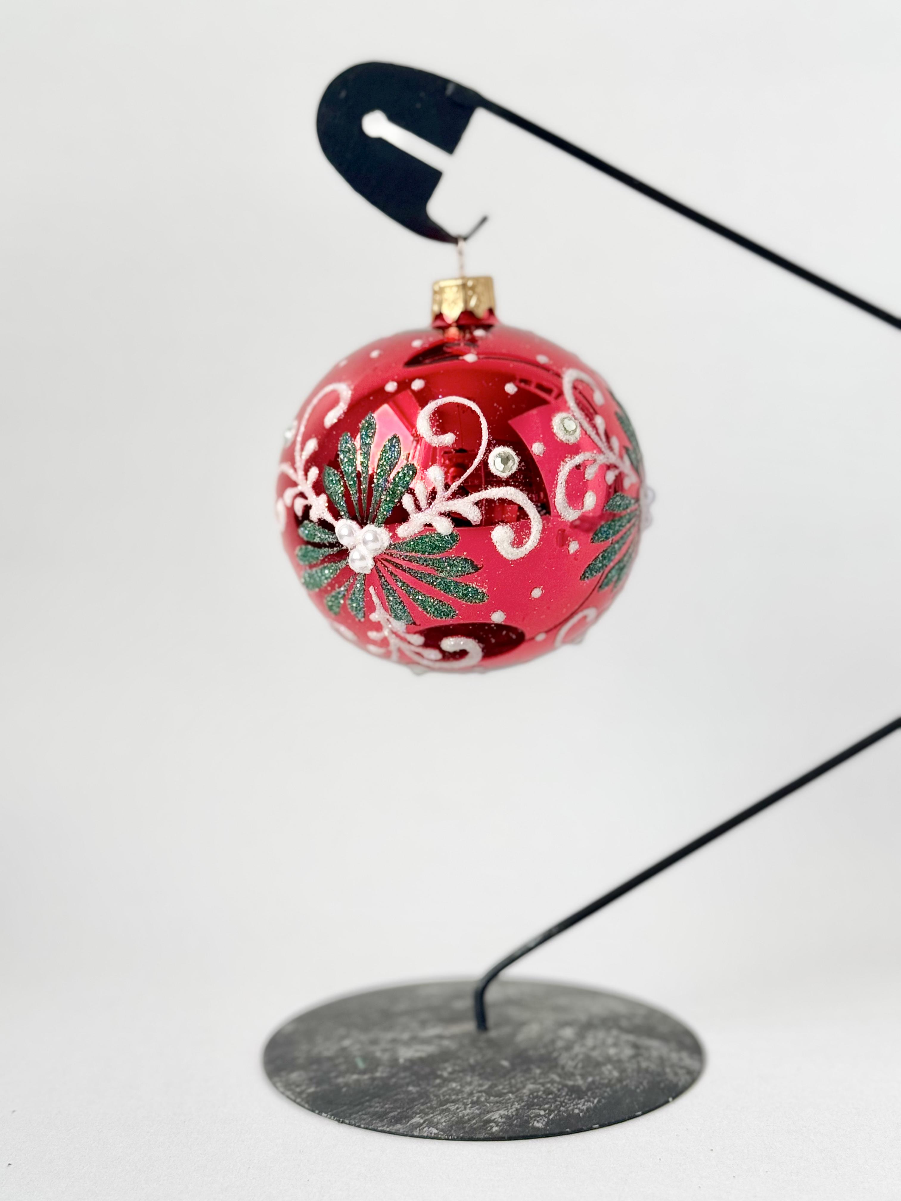 Шар новогодний стеклянный 80 мм (D80-21-15)
