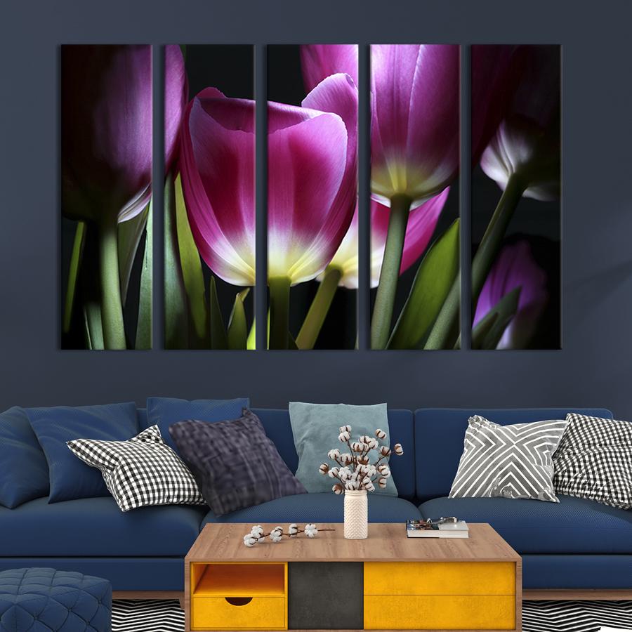 Модульная картина из 5 частей на холсте интерьерная картина Необычные тюльпаны 87x50 см (221-51) Модульная картина из 5 частей на холсте интерьерная картина Необычные тюльпаны 87x50 см (221-51)