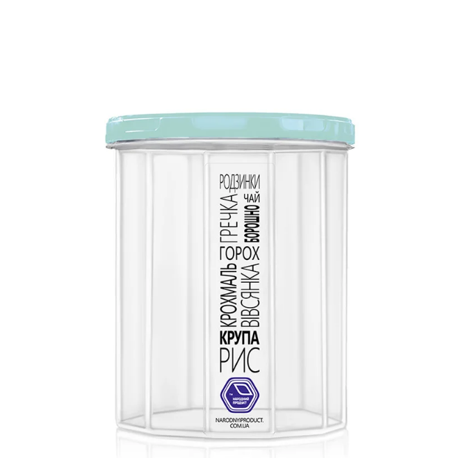 Ємність для сипучих продуктів Народний продукт 1 л Прозорий/М'ятний (УТ000080483)