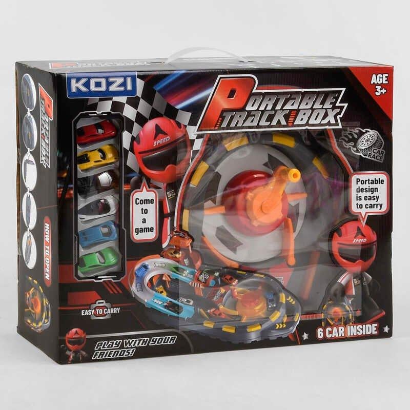 Автотрек складаний з обертаючою платформою 6 машинок в коробці (QL 906)