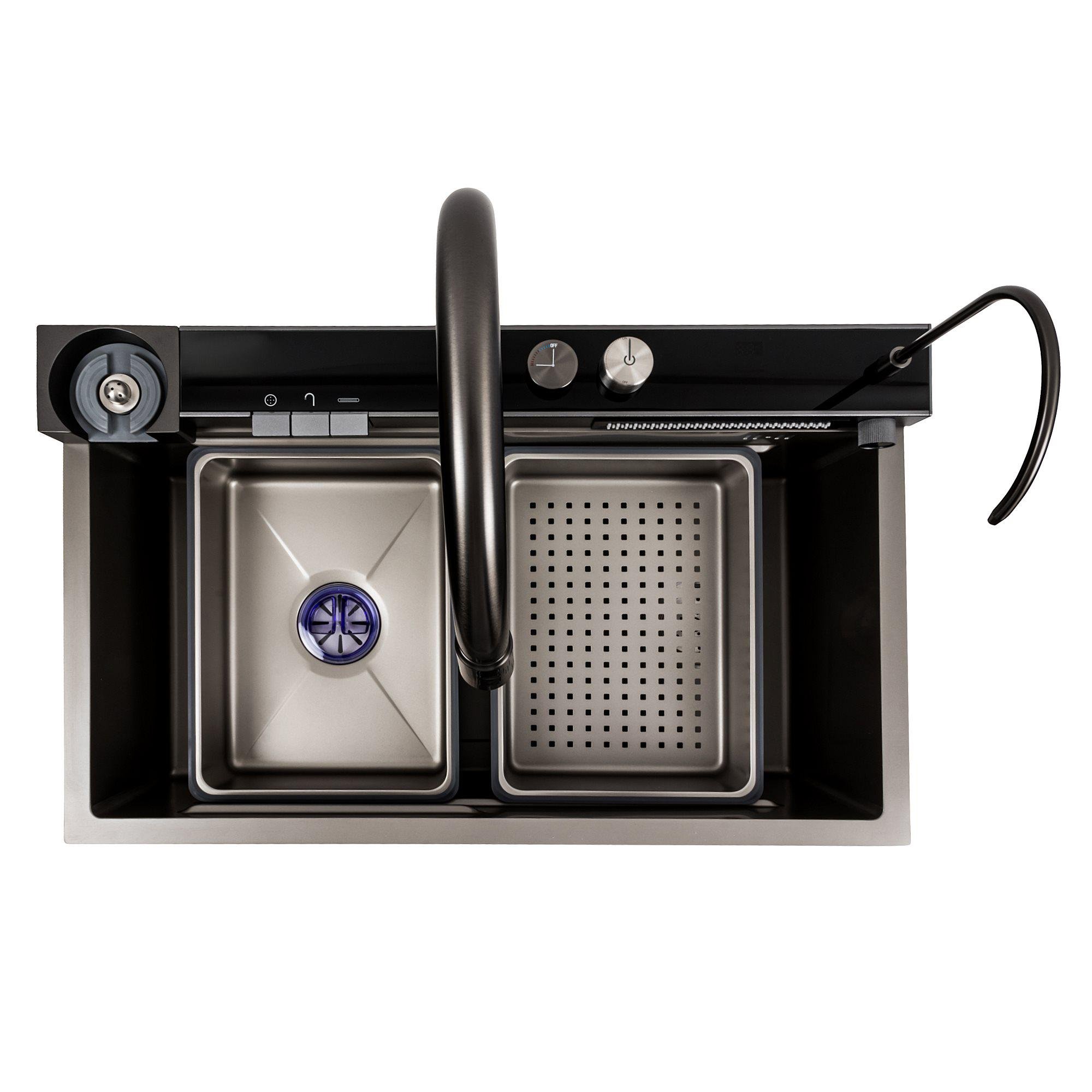 Мийка кухонна Platinum Handmade Водоспад 75x46D PVD Сірий (000041260) - фото 7 Мийка кухонна Platinum Handmade Водоспад 75x46D PVD Сірий (000041260) - фото 7