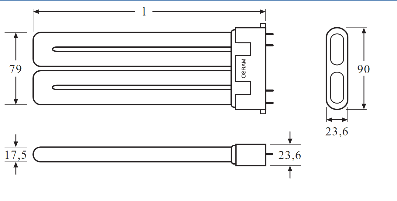 Лампа люминесцентная OSRAM DULUX F компактная 24W 87V 1700lm 3000K 2G10 170x16,3 мм U-образная (4050300333601) - фото 2