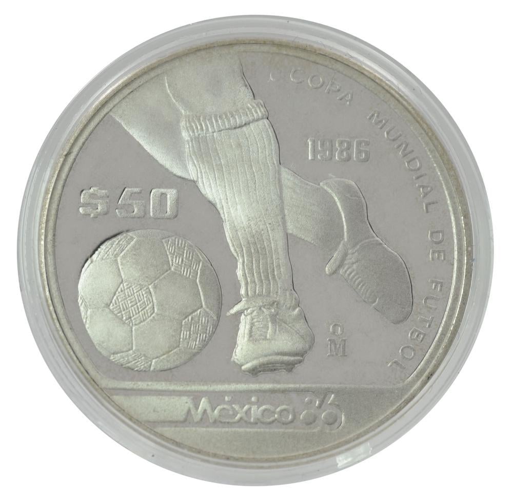 Колекційна монета Мексика 50 песо 1985 срібло UNC Чемпіонат світу з футболу в Мексиці 1986 року-Ведення м’яча (М22164)