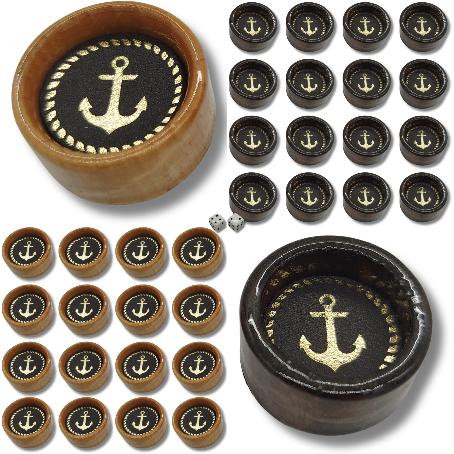 Фішки для нард штамп №28 зі шкіряною вставкою 25х12 мм (33732436)