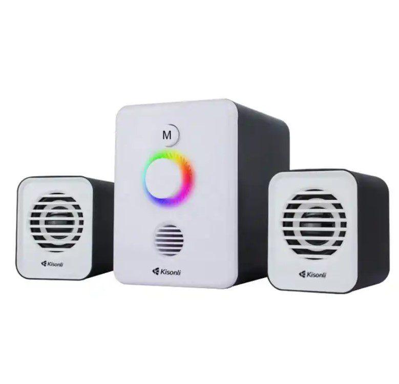 Колонки комп'ютерні Kisonli U3000BT 2.1 Bluetooth AUX 5 W/2x3 W Чорний/Білий (58921) - фото 5