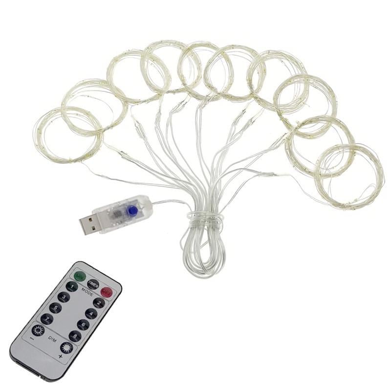 Гирлянда-штора светодиодная сеть/USB 300 LED с пультом 3х3 м Желтый теплый (1111) - фото 4