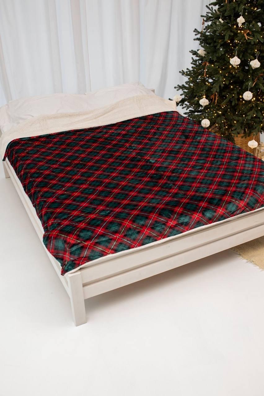 Плед на новогодний овчине 200x230 см Красный с черным