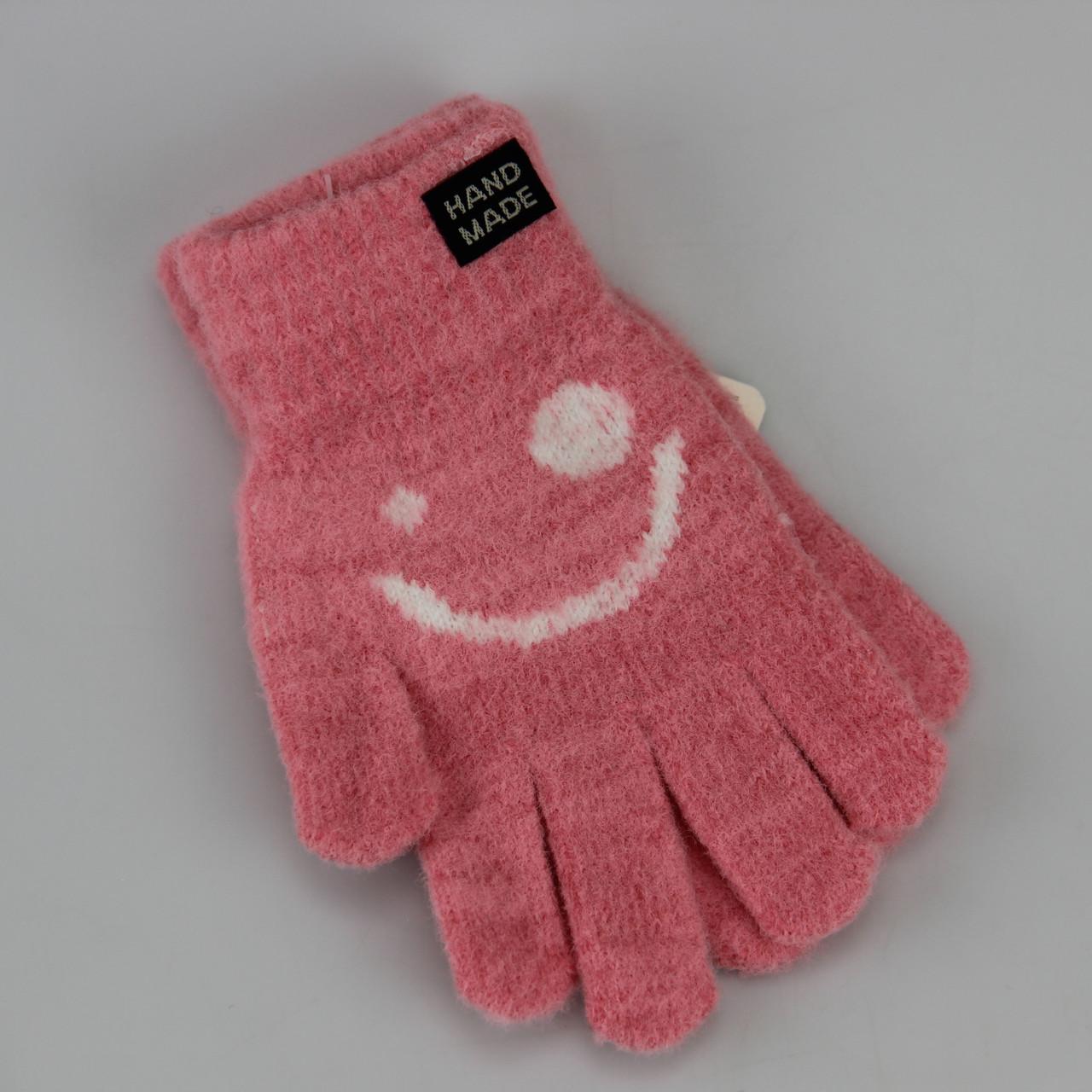 Перчатки для девочки Альпака шерстяные осень/зима 7-9 лет Розовый (33675)