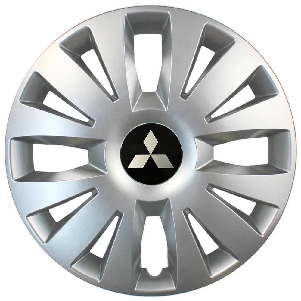 Колпаки автомобильные модельные  SJS 324 с логотипом Mitsubishi R15 4 шт. Серебрянный