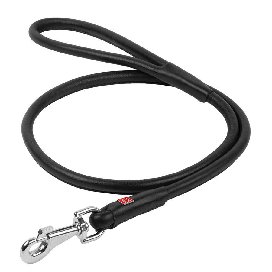 Поводок для длинношерстных собак WAUDOG из натуральной кожи 122 см х 10 мм Черный