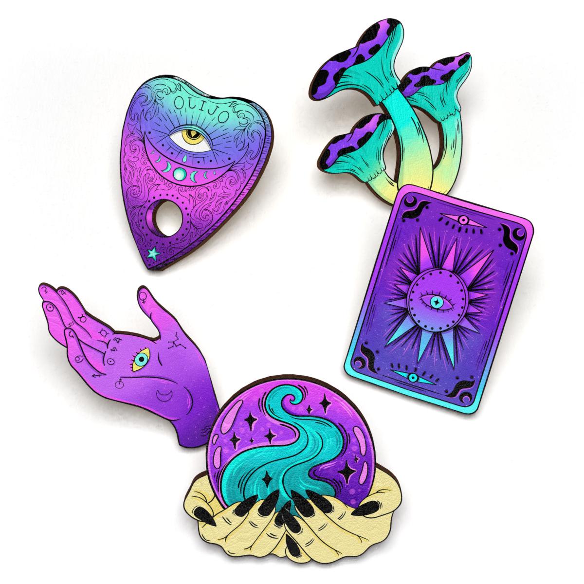 Набор значков Lex Altern Темная магия из дерева 5 шт.