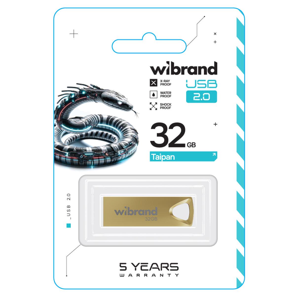 Флеш пам'ять WIBRAND USB 2.0 TAIPAN 32 GB Gold