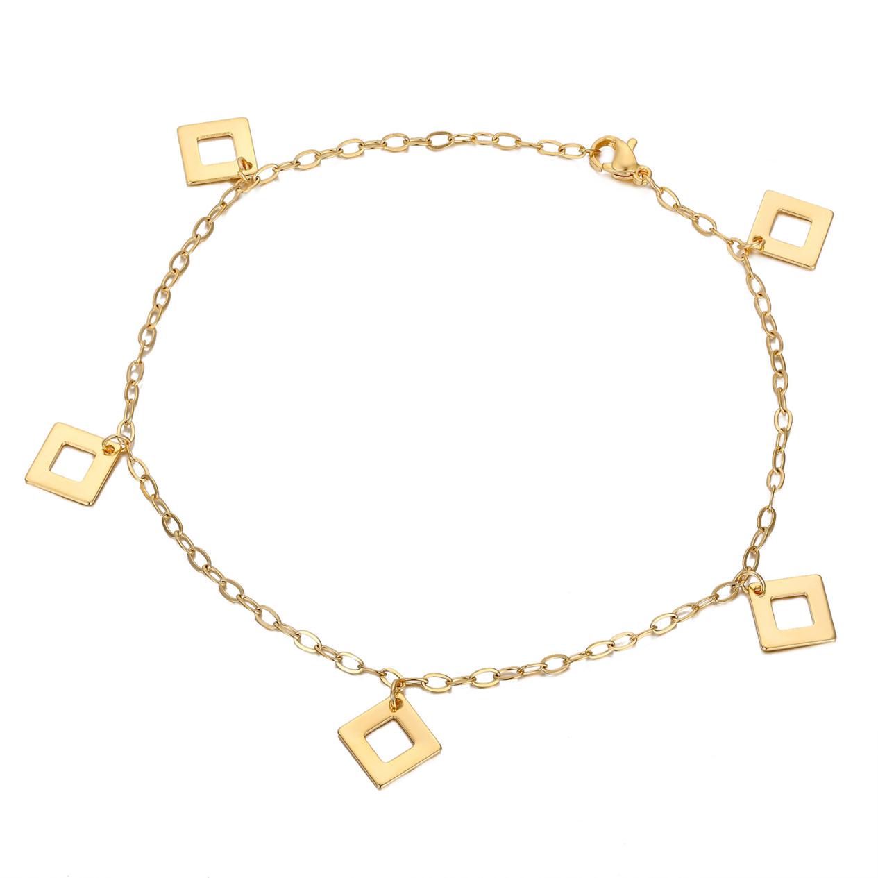 Браслет женский на ногу с позолотой из медицинской стали 26 см (BA-035)