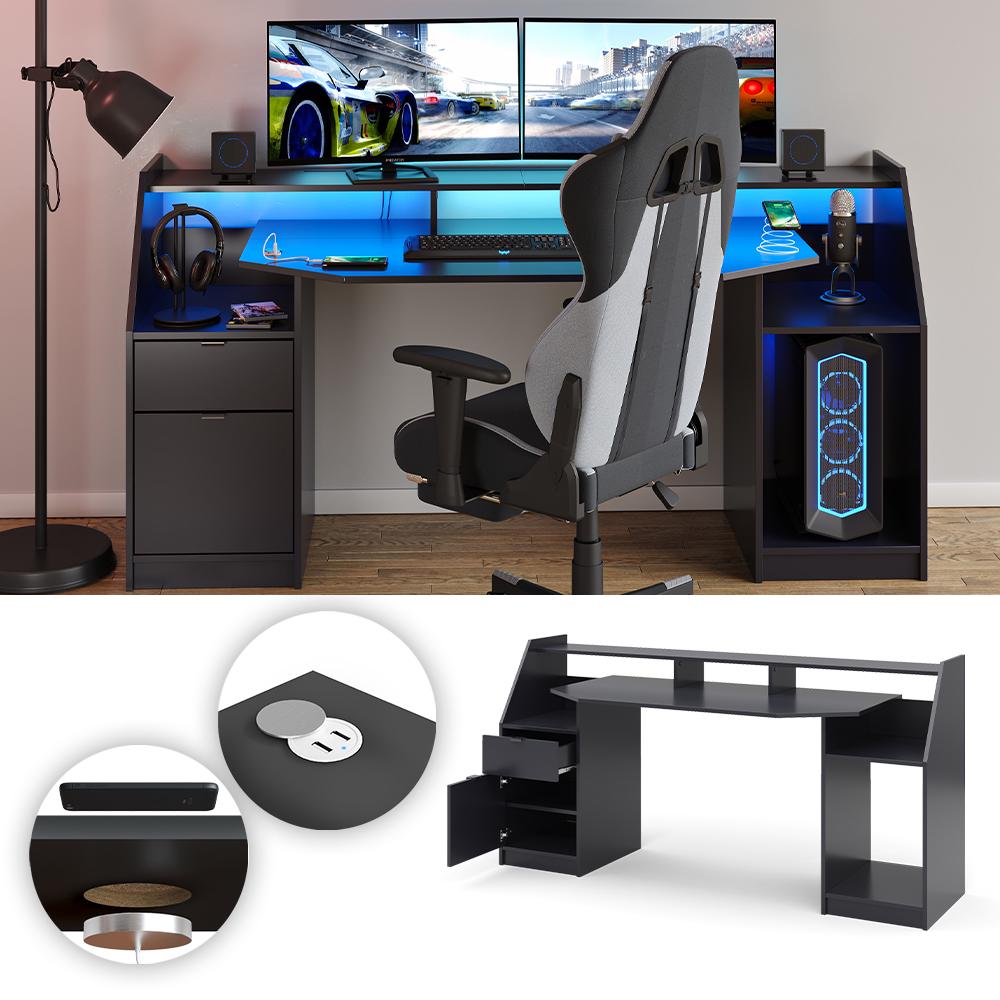 Геймерський стіл з зарядкою QI і USB Vicco Joel Big Чорний - фото 6 Геймерський стіл з зарядкою QI і USB Vicco Joel Big Чорний - фото 6