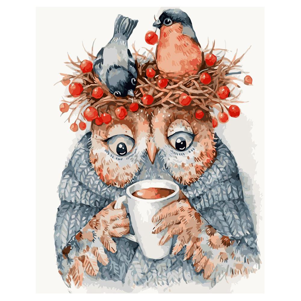 Картина по номерам Strateg Сонливая сова 40x50 см (VA-2067)