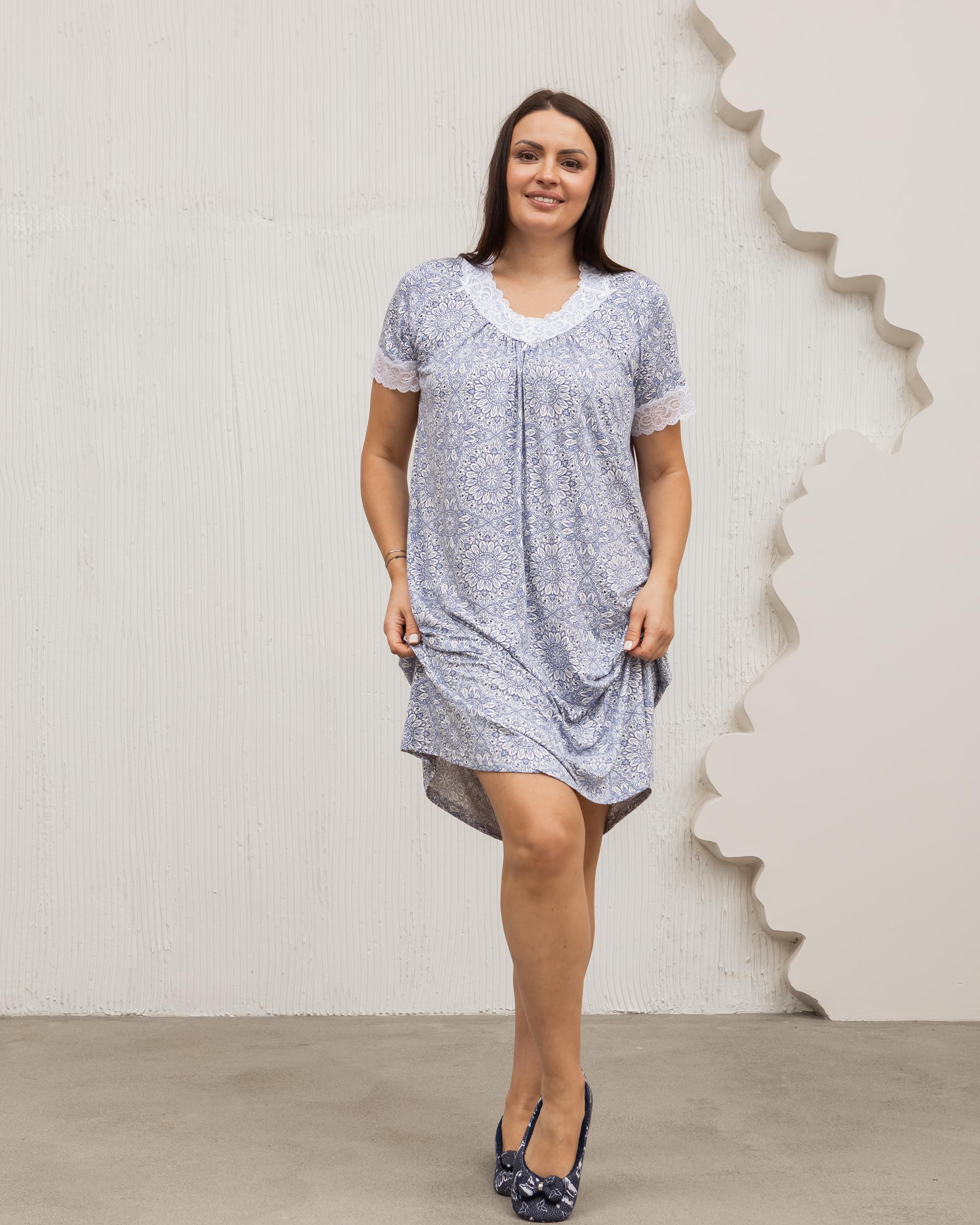 Рубашка женская вискозная батал узоры 70204 3XL Синий Рубашка женская вискозная батал узоры 70204 3XL Синий